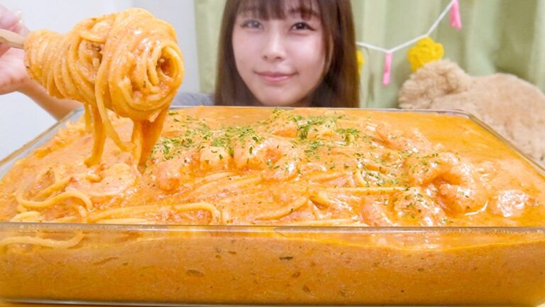 【大食い】海老トマトクリームパスタ