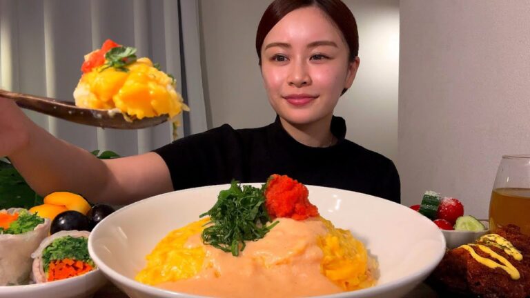 【ASMR】明太クリームオムライス [咀嚼音/EatingSounds/Mukbang/먹방]