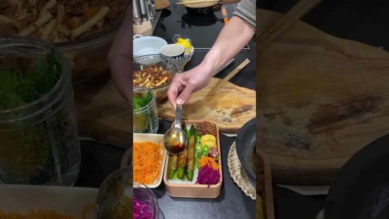 インスタで謎の480万再生っアスパラの肉巻き弁当#お弁当 #旦那弁当 #obento #キキ弁 #food #料理 #夫婦