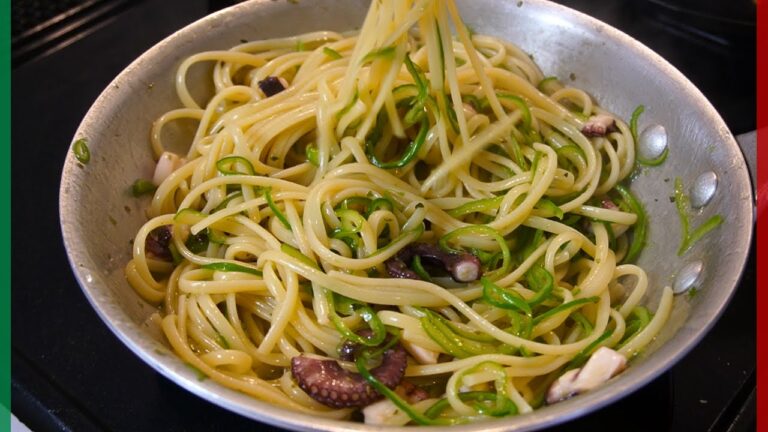 めちゃめちゃ簡単！茹でタコと万願寺唐辛子のパスタ！【Linguine con polpo e friggitelli】
