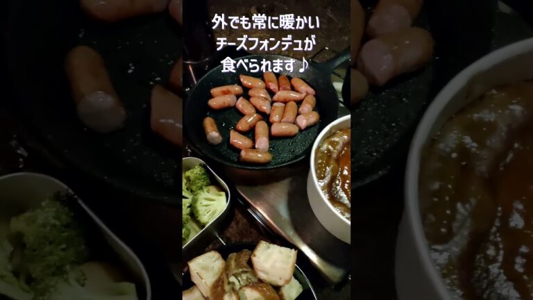 【カレー薫る】薪ストーブであったかチーズフォンデュ【キャンプ飯】 #shorts #キャンプ #camp