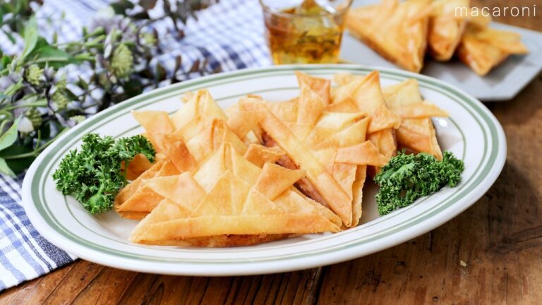 【ハムチーズポテトのかぶと春巻き】こどもの日にぴったり！折りたたむだけで簡単♪