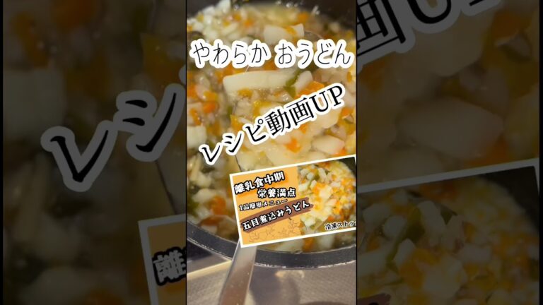 離乳食中期レシピ動画PR(BGMのお店さんとは全く関係ないけど)水分をたっぷり吸い込んだ『もっちりぃ』とした赤ちゃんも食べやすい五目煮込みうどん #離乳食ストック #簡単レシピ #離乳食 #栄養満点