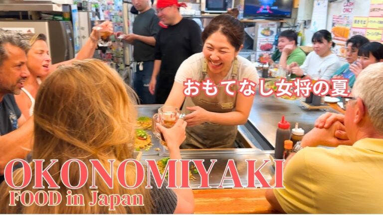 Amazing Okonomiyaki🇯🇵 Very popular with travelers, Ron's energy and smile in Hiroshima. ロン お好み焼き 広島