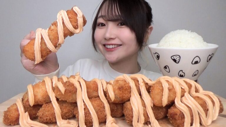 【モッパン】ささみチーズフライに明太マヨネーズ大量にかけて大食いしてみた。