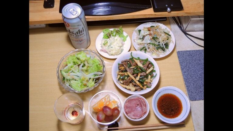 【昨日の】チンジャオロース ポテトサラダ【晩酌】