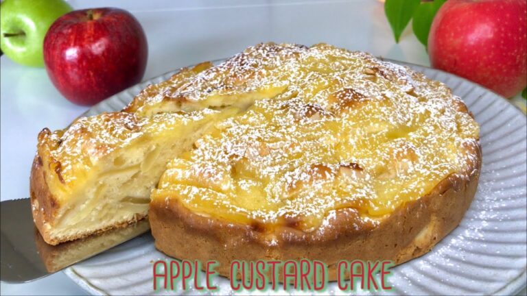 りんごの酸味とカスタードの甘さが絶妙のバランス！アップルカスタードケーキの作り方 Apple Custard Cake recipe