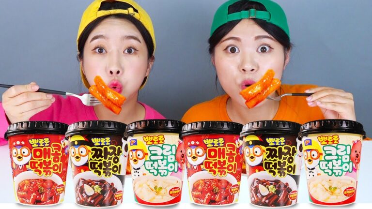 ポロロクリームトッポッキ ス​​パイシートッポッキ食べる音ドナ