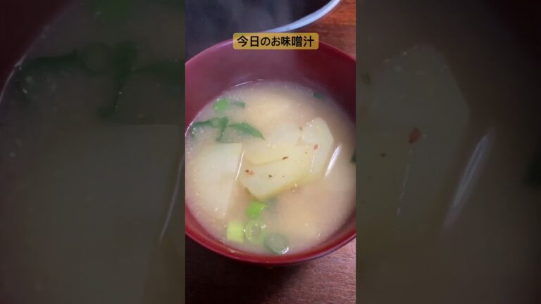 今日のお味噌汁は大きめじゃがいもとネギでほくほくなお味噌汁でした