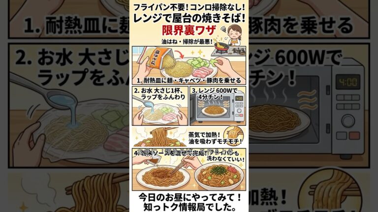 【限界メシ】焼きそばのフライパン調理は無駄！「お皿でチン」で屋台の味になる魔法