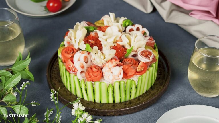 【まるでお花畑💐】舞茸たっぷり！花咲く洋風寿司ケーキ🍣