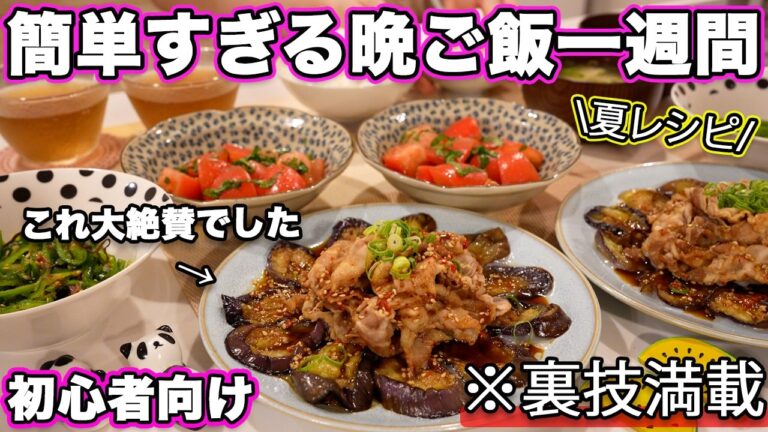 【１週間３０分で４品一汁三菜献立】裏技で簡単すぎる晩ご飯１週間の夏レシピ｜簡単夜ご飯レシピ｜簡単晩ご飯レシピ｜晩ごはん｜大絶賛レシピ｜全２０種類