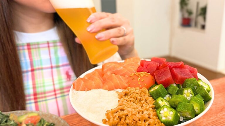 【晩酌】暑い日はネバネバ海鮮丼とビールで流し込む