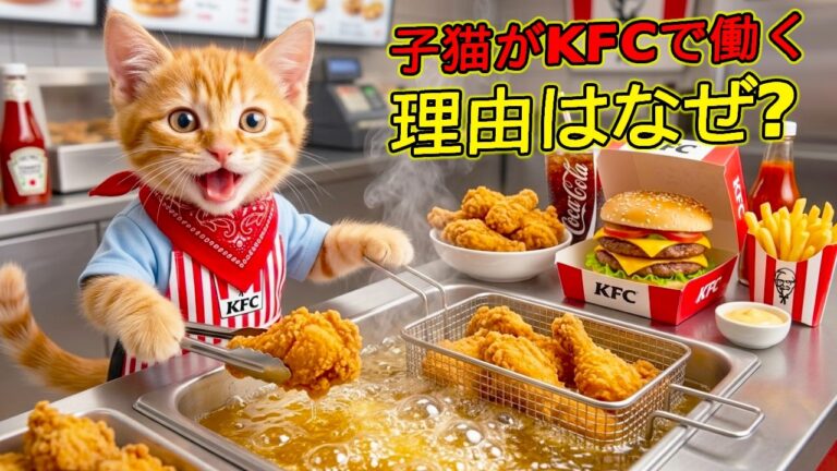 【感動】トラにゃん、KFCでまさかの借金！？働いて完済した最後のご褒美に涙🥹🍗🐱💖