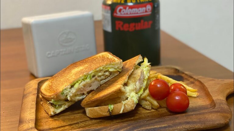 ホットサンドメーカーpart③　冷凍食品でエビカツサンド #shorts#キャンプ飯#キャンプ女子