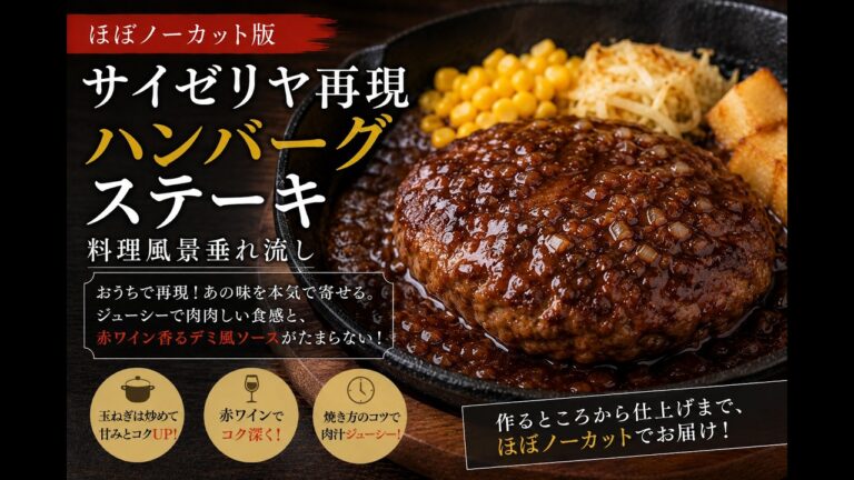 【ほぼノーカット】サイゼリヤ風ハンバーグステーキ再現｜赤ワインのデミ風ソース【ASMR】