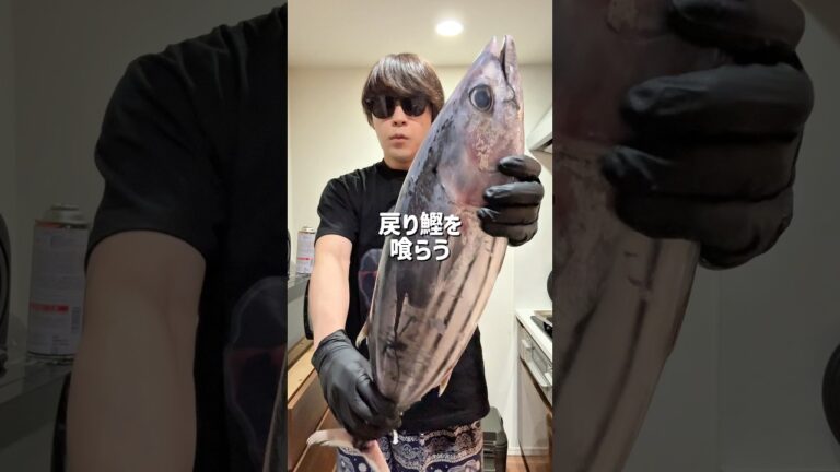 戻り鰹を喰らう!!油ばちばちで、薬味とポン酢との相性最強でした🐟　#カツオ #鰹 #鰹叩き #カツオの藁焼き