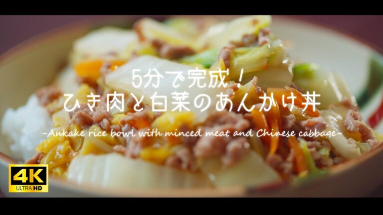 ひき肉と白菜のあんかけ丼  5分で完成！【かんたん/中華丼/4K/ASMR】